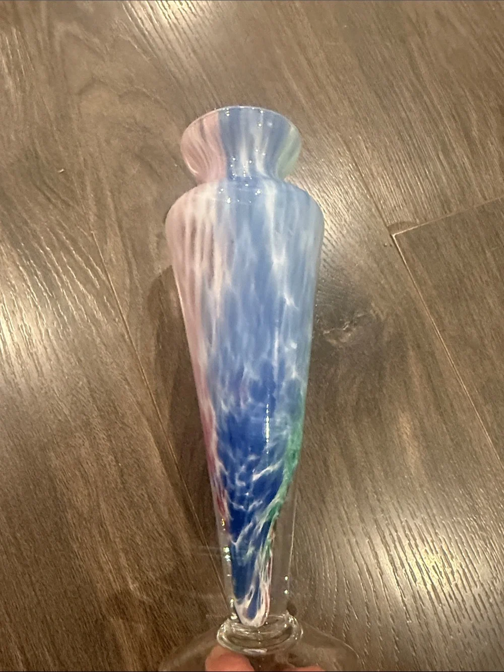 Murano Lavorazione Handblown Art Glass Vase in Pastel Swirl 8:3